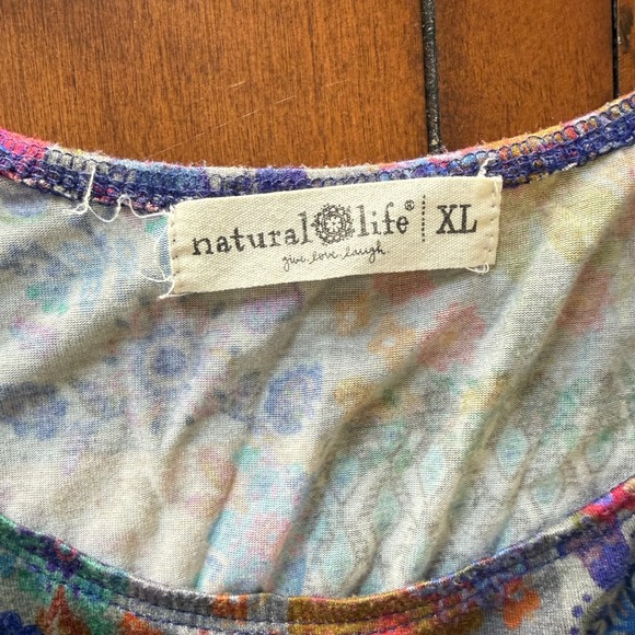 Natural Life Women XL Patchwork Floral Knit Scoop Neck Sleeveless Dress Multi - Picture 4 of 7